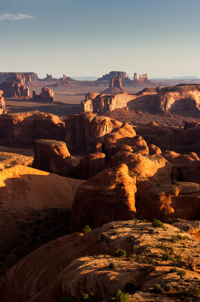 Utah - Ariziona border, panorama of the Monument Valley from a remote point of view, known as The Hunt's Mesa, USA