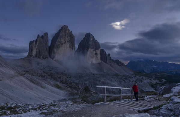 Tre Cime di Lavaredo, Three peaks of lavaredo, Drei Zinnen, Dolomites, South Tyrol, Veneto, Italy.Tre Cime di Lavaredo