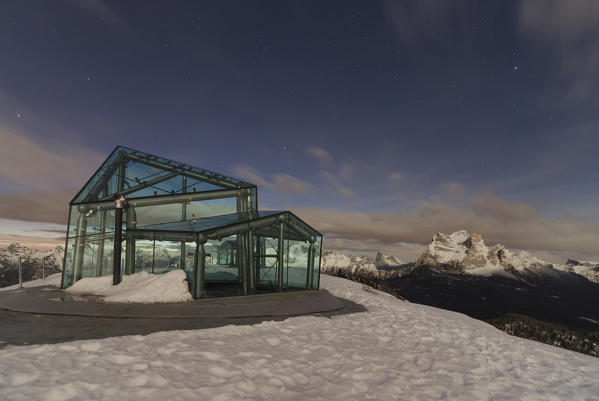Pelmo mount, Monte Rite, Cibiana di Cadore, Belluno, Dolomites, Veneto, Italy. Starry night on Monte Rite