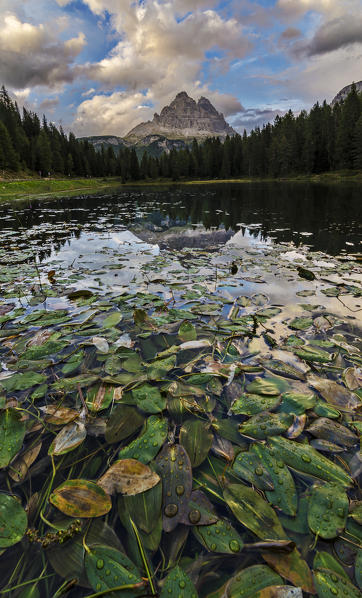 Lago d'Antorno, Misurina, Tre Cime di Lavaredo,Belluno, Dolomites, Veneto, Italy. D'Antorno lake