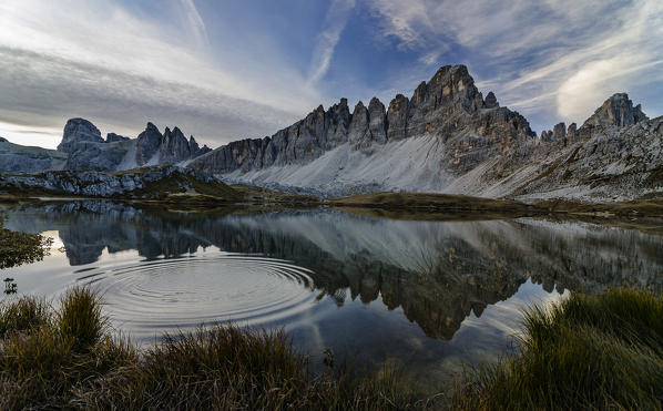 Patern Mount, Laghi dei Piani, Tre Cime di Lavaredo, Three peaks of lavaredo, Drei Zinnen, Dolomites, Veneto, South Tyrol, Italy. Laghi dei Piani