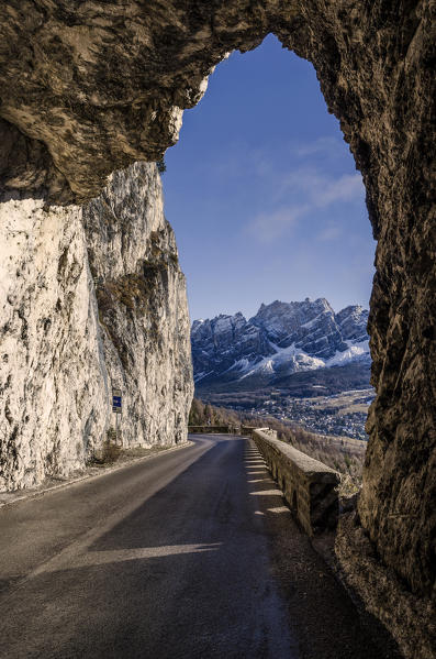 Pocol, Cortina d'Ampezzo, Dolomiti, Dolomites, Veneto, Italy. Pocol's tunnel