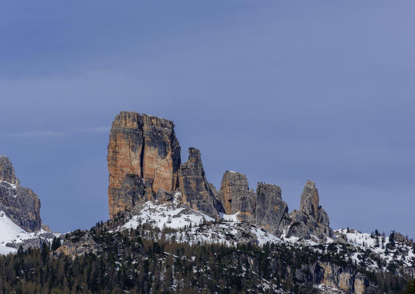 Cinque Torri, Averau, Nuvolau, Falzarego Pass, Cortina d'Ampezzo, Dolomiti, Dolomites, Veneto, Italy. Cinque Torri.