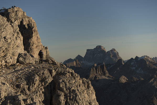 Lagazuoi mount, Falzarego Pass, Cortina d'Ampezzo, Dolomiti, Dolomites, Belluno, Veneto, Italy.Kaiserjager's path