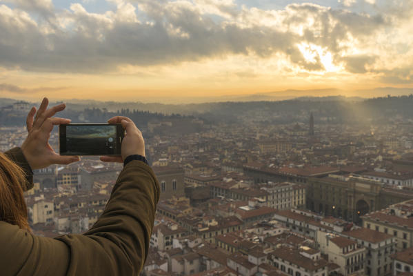 Florence, Tuscany, Italy. Panoramic view of Florence from the Cupola del Brunelleschi