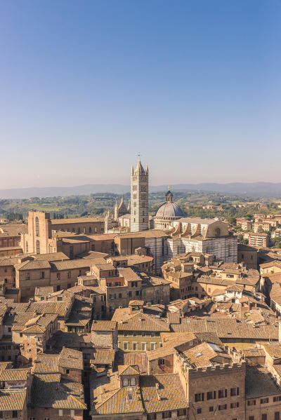 Italy, Tuscany, Siena district. Siena. View of Siena Cathedral from Del Manga's Tower