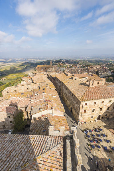 Montepulciano, Tuscany, Italy, Europe. The Piazza Grande view from the pubblic tower