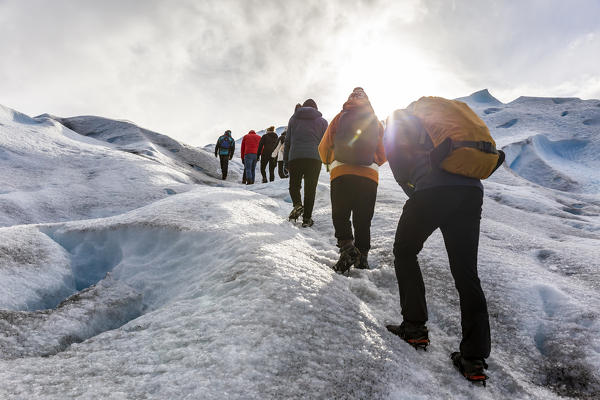 Argentina,Patagonia,Santa Cruz province,Los Glaciares National Park,hikers on the Perito Moreno glacier
