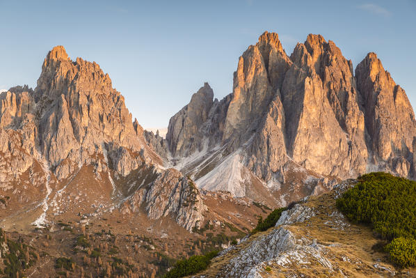 Italy,Veneto,Belluno district,Auronzo di Cadore,the Cadini di Misurina group at sunrise
