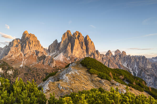 Italy,Veneto,Belluno district,Auronzo di Cadore,the Cadini di Misurina group at sunrise