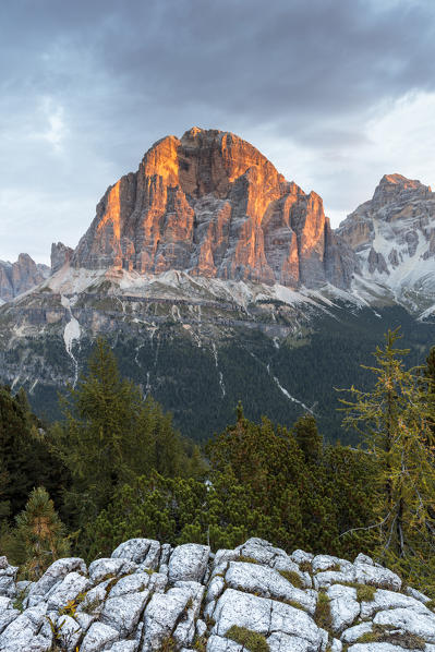 Italy,Veneto,Belluno district,Boite valley,mount Tofana di Rozes at sunrise