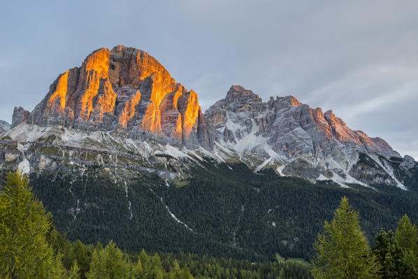 Italy,Veneto,Belluno district,Boite valley,Tofana di Rozes and Tofana di Mezzo at sunrise