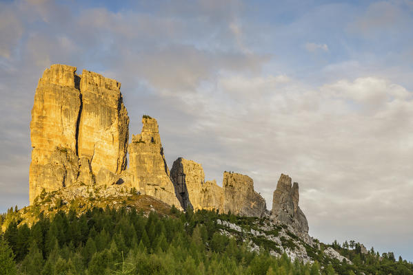 Italy,Veneto,Belluno district,Boite valley,Cinque Torri group at sunrise