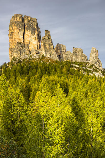 Italy,Veneto,Belluno district,Boite valley,Cinque Torri group at sunrise