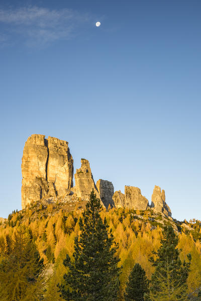 Italy,Veneto,Belluno district,Boite valley,Cinque Torri group at sunrise