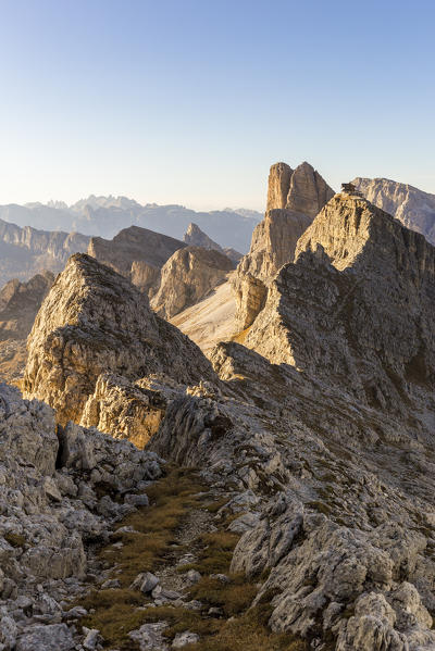 Italy,Veneto,Belluno district,mount Ra Gusela,view of the Averau and Nuvolau mountains