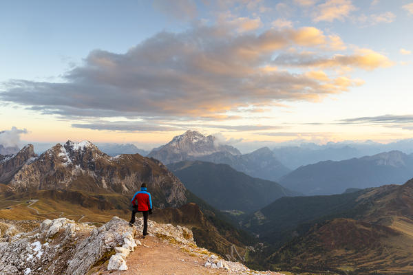 Italy,Veneto,Belluno district,mount Averau,high angle view of Giau pass,Cernera group and in the background mount Civetta (MR)