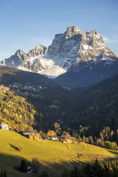 Italy, Veneto, province of Belluno,mount Pelmo and Fiorentina valley at sunset