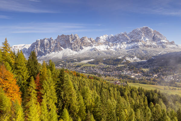 Cortina d'Ampezzo with Cristallo and Pomagagnon group,Belluno district,Veneto,Italy,Europe.