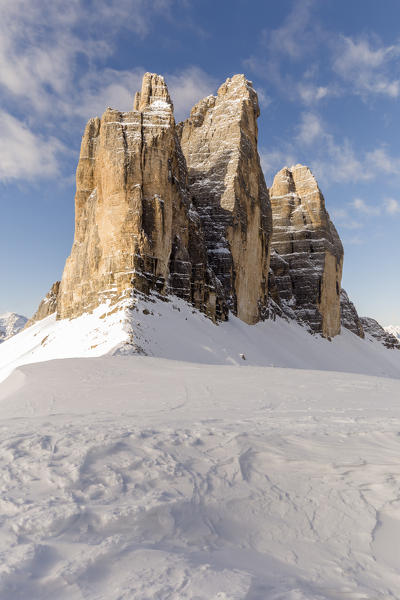 View of the Three Peaks from Lavaredo pass,Bolzano district, South Tyrol,Italy,Europe