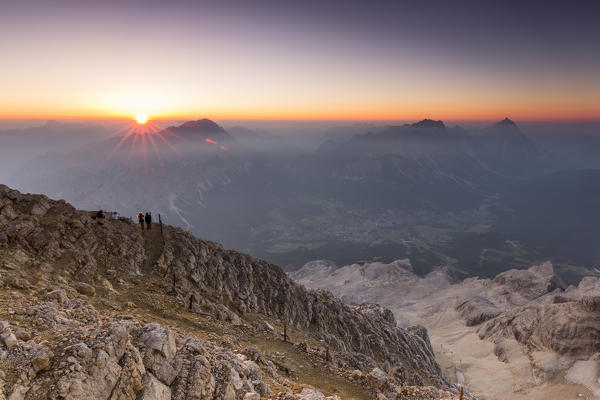 Sunrise from the top of mount Tofana di Mezzo,3244m, Cortina d'Ampezzo,Belluno district,Veneto,Italy,Europe