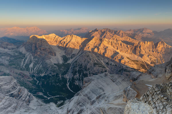 Between light and shadow from the top of mount Tofana di Mezzo, 3244m,Cortina d'Ampezzo, Belluno district,Veneto,Italy,Europe