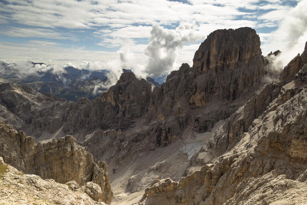 Mount Piz Popena from Staunies pass,Cortina d'Ampezzo,Belluno district,Veneto,Italy,Europe