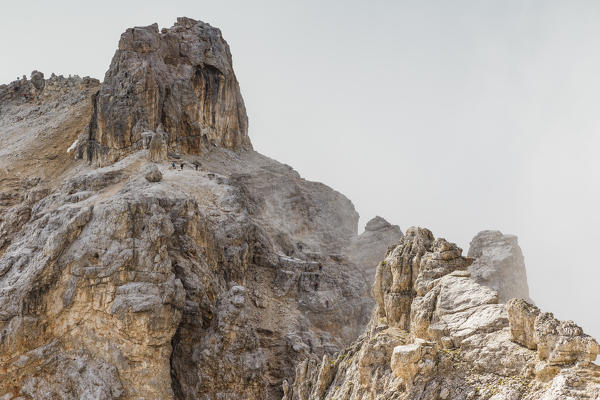 The climbing path Marino Bianchi on mount Cristallo di Mezzo,Cortina d'Ampezzo,Belluno district,Veneto,Italy,Europe