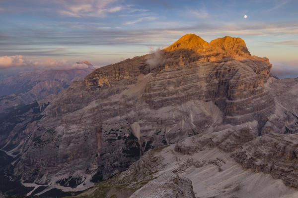 Sunset on the group of Tofane,Cortina d'Ampezzo,Belluno district,Veneto,Italy,Europe