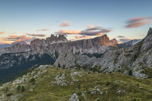 Croda da Lago group at sunset,Cortina d'Ampezzo,Belluno district,Veneto,Italy,Europe