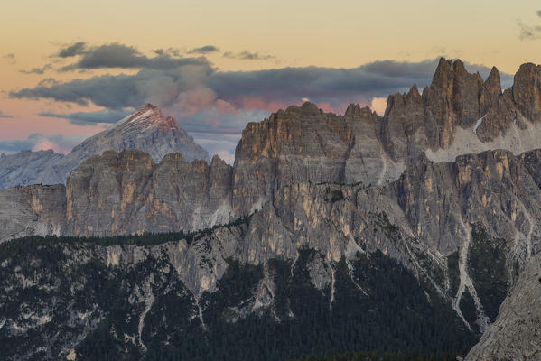 Gazing the sunset on Mount Antelao and Croda da Lago group,Cortina d'Ampezzo,Belluno district,Veneto,Italy,Europe