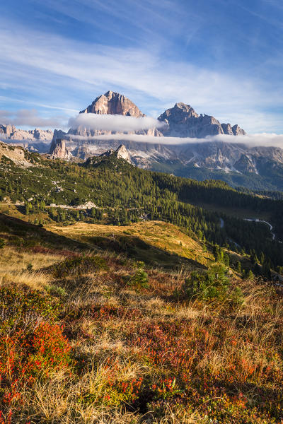 Autumn colors at Giau pass,Cortina d'Ampezzo,Belluno district,Veneto,Italy,Europe