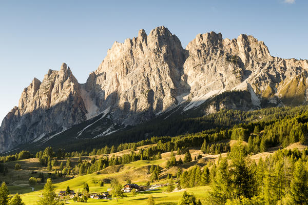 View of mount Pomagagnon at sunset,Cortina d'Ampezzo,Belluno district,Veneto,Italy,Europe