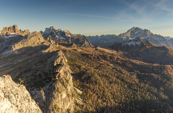 Autumn view from the top of mount Sass di Stria, 2477m, Cortina d'Ampezzo,Belluno district,Veneto,Italy,Europe