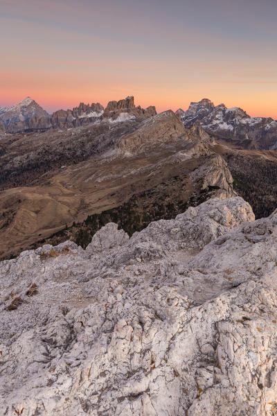 Views of mount Antelao,Croda da Lago group and mount Pelmo,Cortina d'Ampezzo,Belluno district,Veneto,Italy,Europe