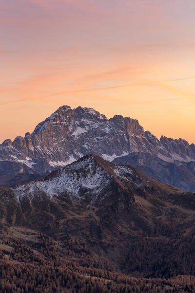 Sunset on the famous north-west wall of mount Civetta,Alleghe,Belluno district, Veneto, Italy, Europe