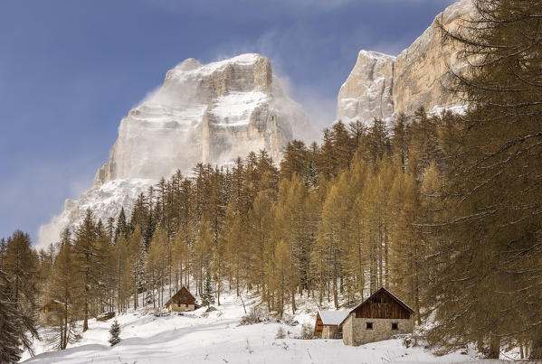 Mount Pelmetto and Pelmo after a snowfall,Coi di Zoldo,Belluno district,Veneto,Italy,Europe
