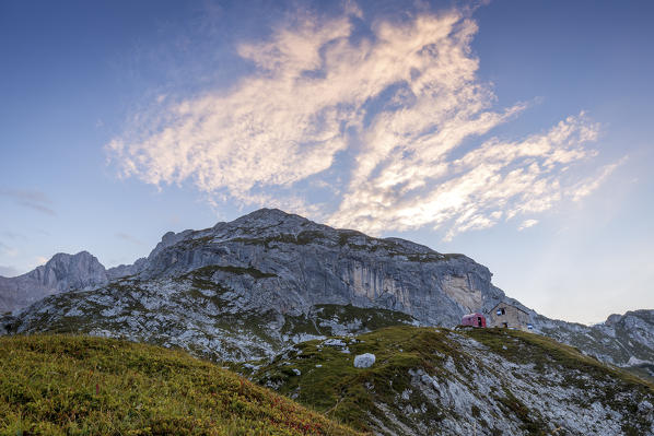 Bivouac and refuge Tiziano,group of Marmarole,Ansiei Valley,Auronzo di Cadore,Belluno district,Veneto,Italy,Europe