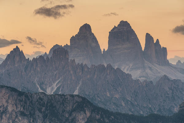 The Three Peaks views from Marmarole group,Auronzo di Cadore,Belluno district,Veneto,Italy,Europe