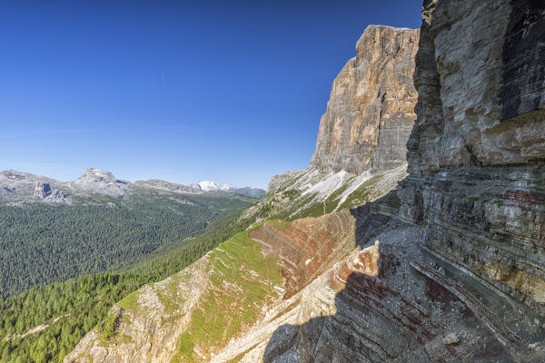 The via ferrata Astaldi,Tofane group;Cortina d'Ampezzo,Belluno district,Veneto,Italy,Europe