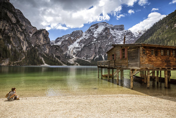 Croda del Beco and Lake Braies,Bolzano district,South Tyrol,Italy,Europe