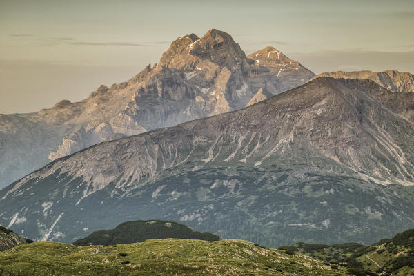 The Group of the Tofane and Mount Lavinores at sunrise,Cortina d'Ampezzo,Belluno district,Veneto,Italy,Europe