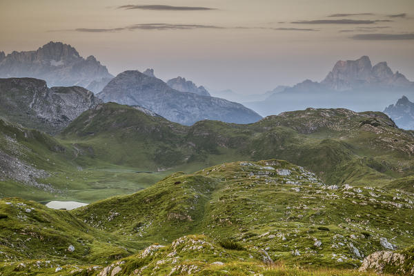 Mountain pasture of Fosses in the Regional Natural Park of the Ampezzo Dolomites,Cortina d'Ampezzo,Belluno district,Veneto,Italy,Europe