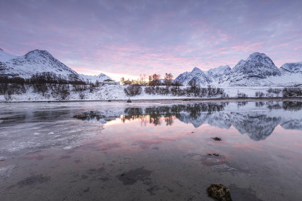 Sunrise in Svensby,Troms county,Norway,Europe