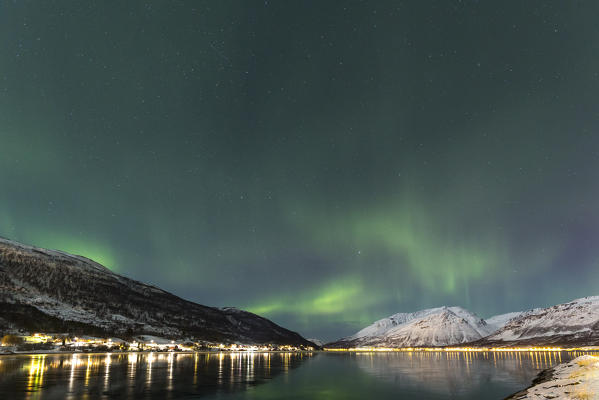 Northern lights at Kåfjord,Troms,Norway,Europe