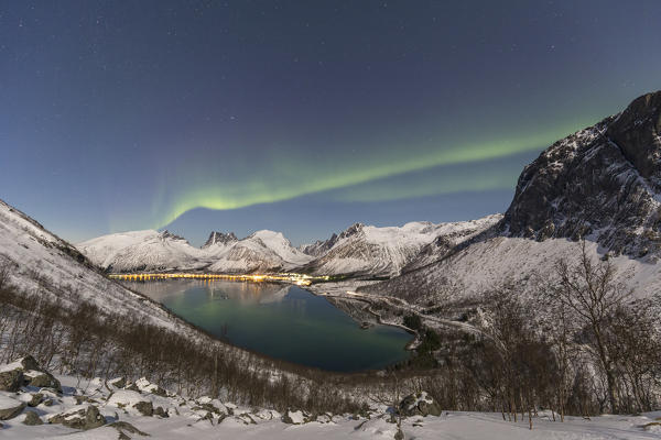Northern lights at Bergsbotn,Berg,Senja,Norway,Europe
