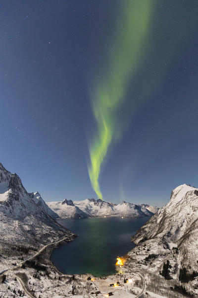 Northern lights at Mefjordbotn,Berg,Senja,Norway,Europe