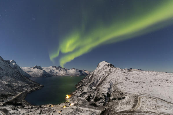 Northern lights at Mefjordbotn,Berg,Senja,Norway,Europe