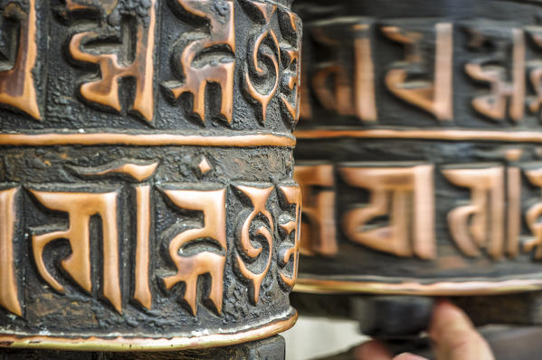 Prayer wheels at Swayambhunath temple,Kathmandu Valley,Nepal,Asia