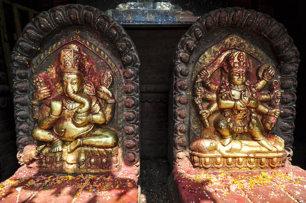 Statues of hindu deity in the streets of Kathmandu, Nepal,Asia